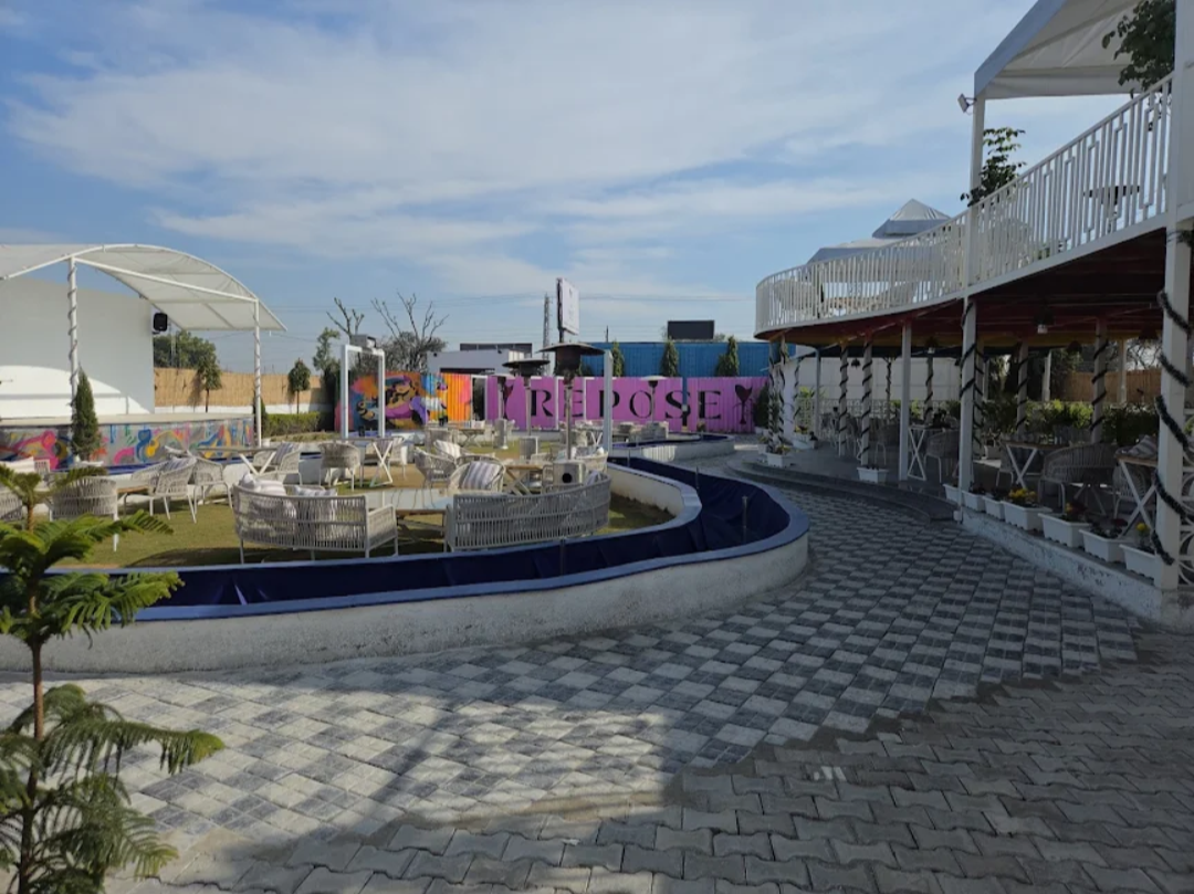 Open courtyard seating layout at Repose BYOB Club