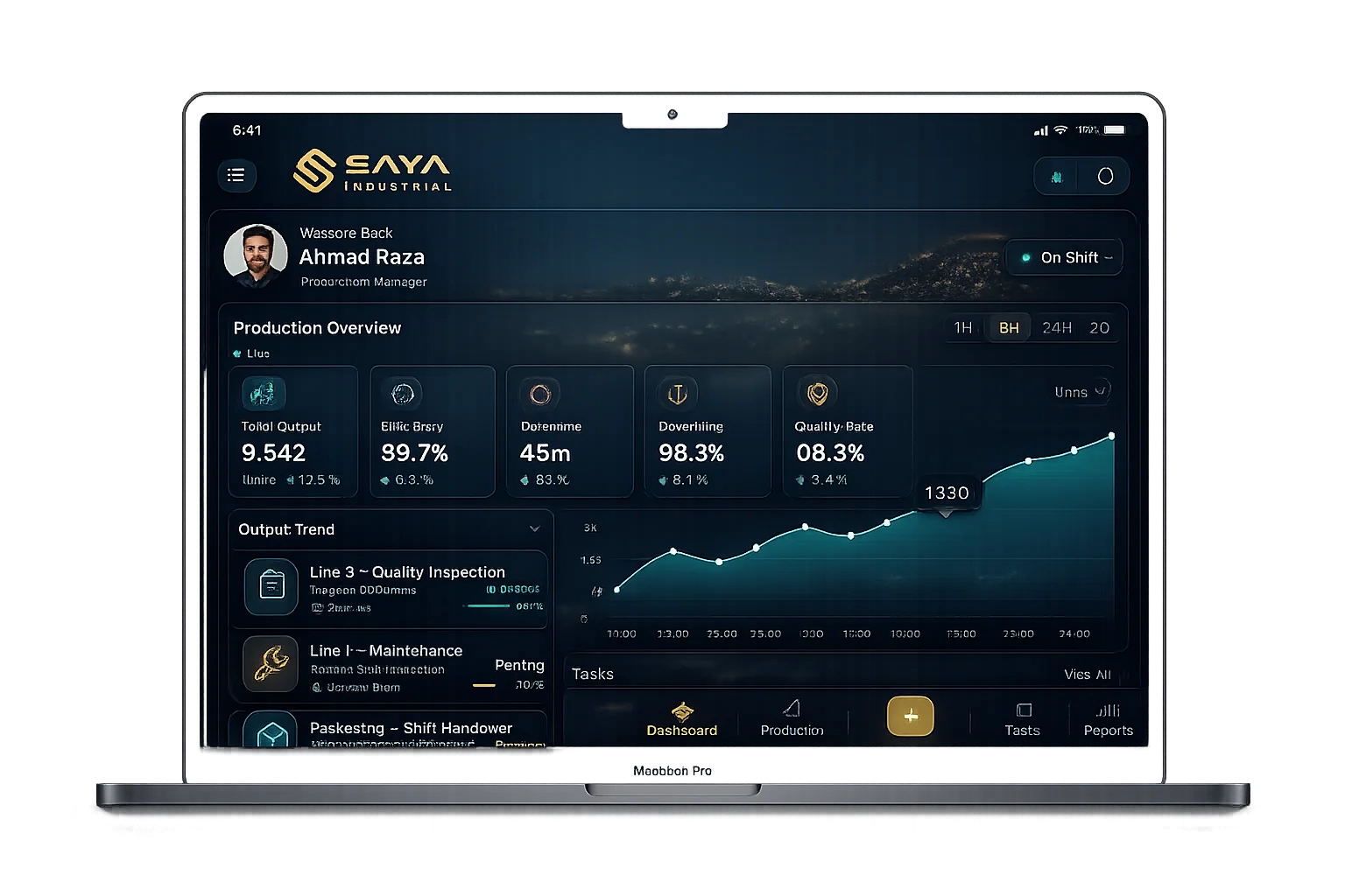 SAYA INDUSTRIAL Desktop App Mockup